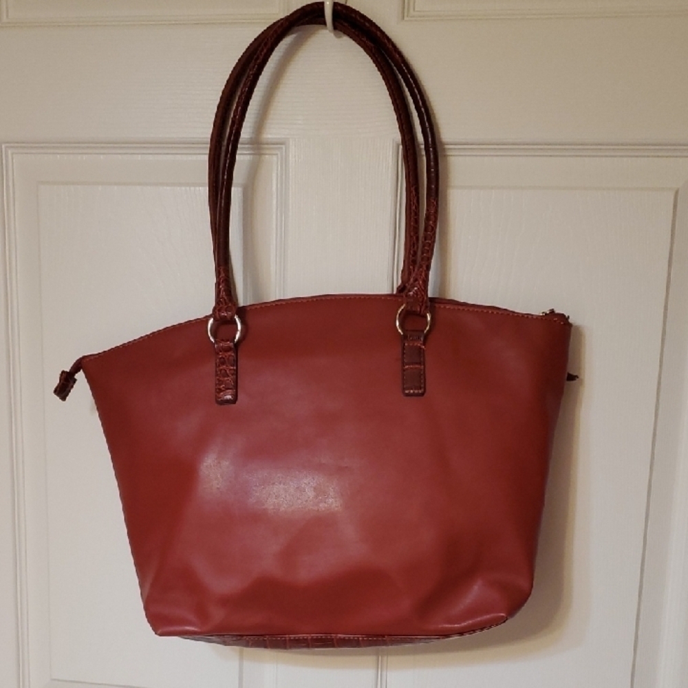 Tote Bag Chic Maroon  Crocodile-Patterned   13 X 17 - Picture 2 of 12